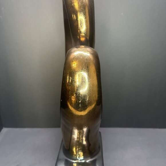 Three Hands Abstract Sculpture Table Top Display Gold Ceramic Home Decor 16.5" - Picture 3 of 10